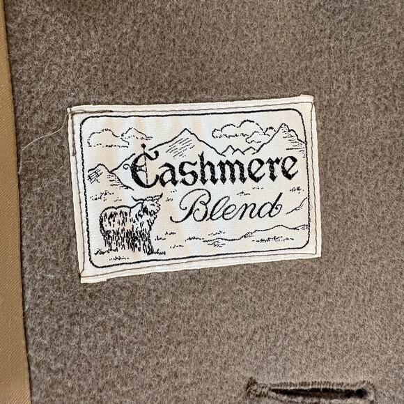 Vtg Jonathan Perth Cashmere Blend Tan Double Breasted Trench Overcoat Chest 46 - Picture 9 of 16